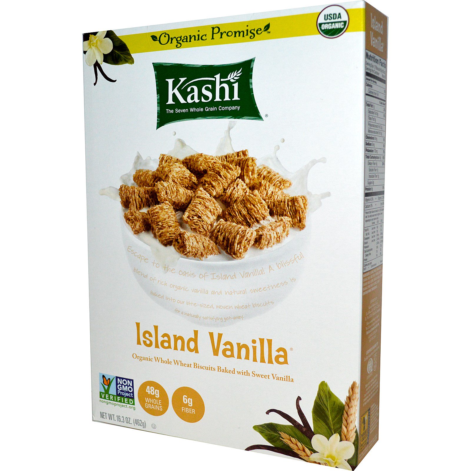Kashi, Organic Whole Wheat Biscuits Cereal, Island Vanilla, 16.3 oz