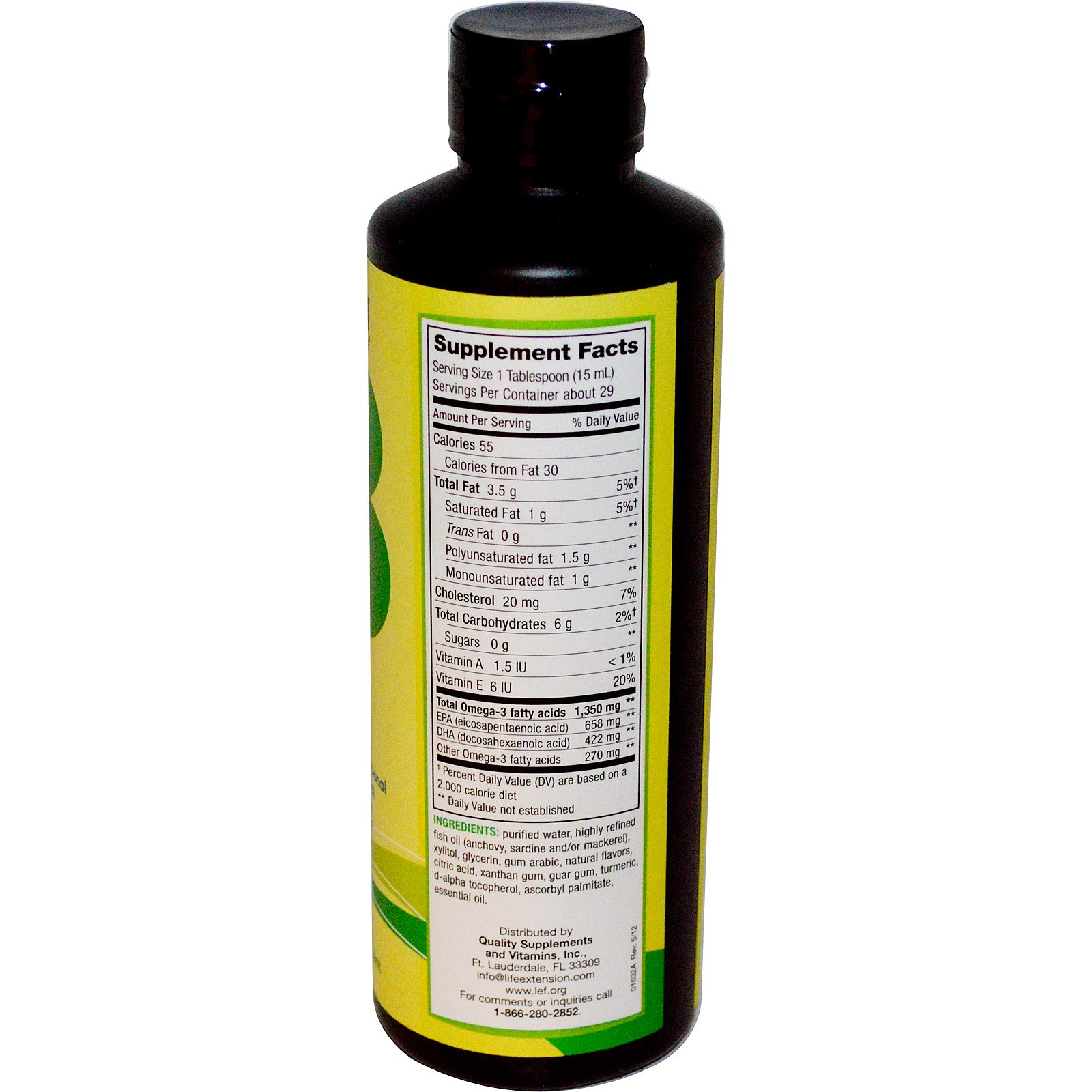 Life Extension, Omega3, Highly Refined Fish Oil, Lemon Whirl, 16 oz