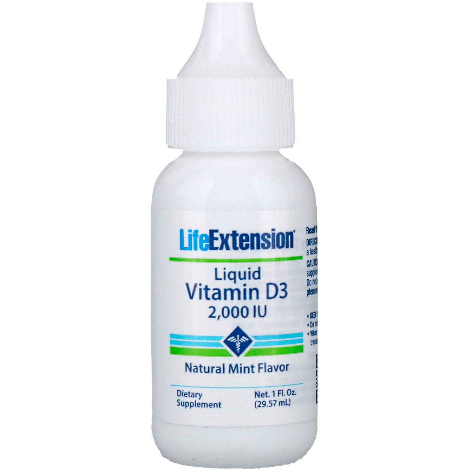 Life Extension, Liquid Vitamin D3, Natural Mint Flavor, 2,000 IU, 1 fl