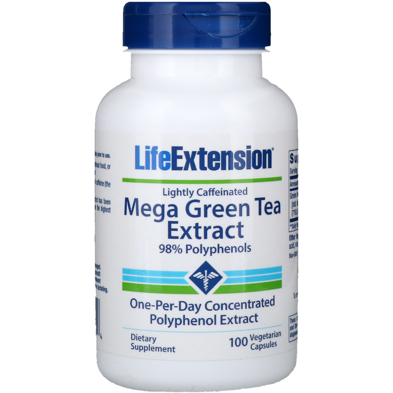 Life Extension, Mega Green Tea Extract, Lightly Caffeinated, 100