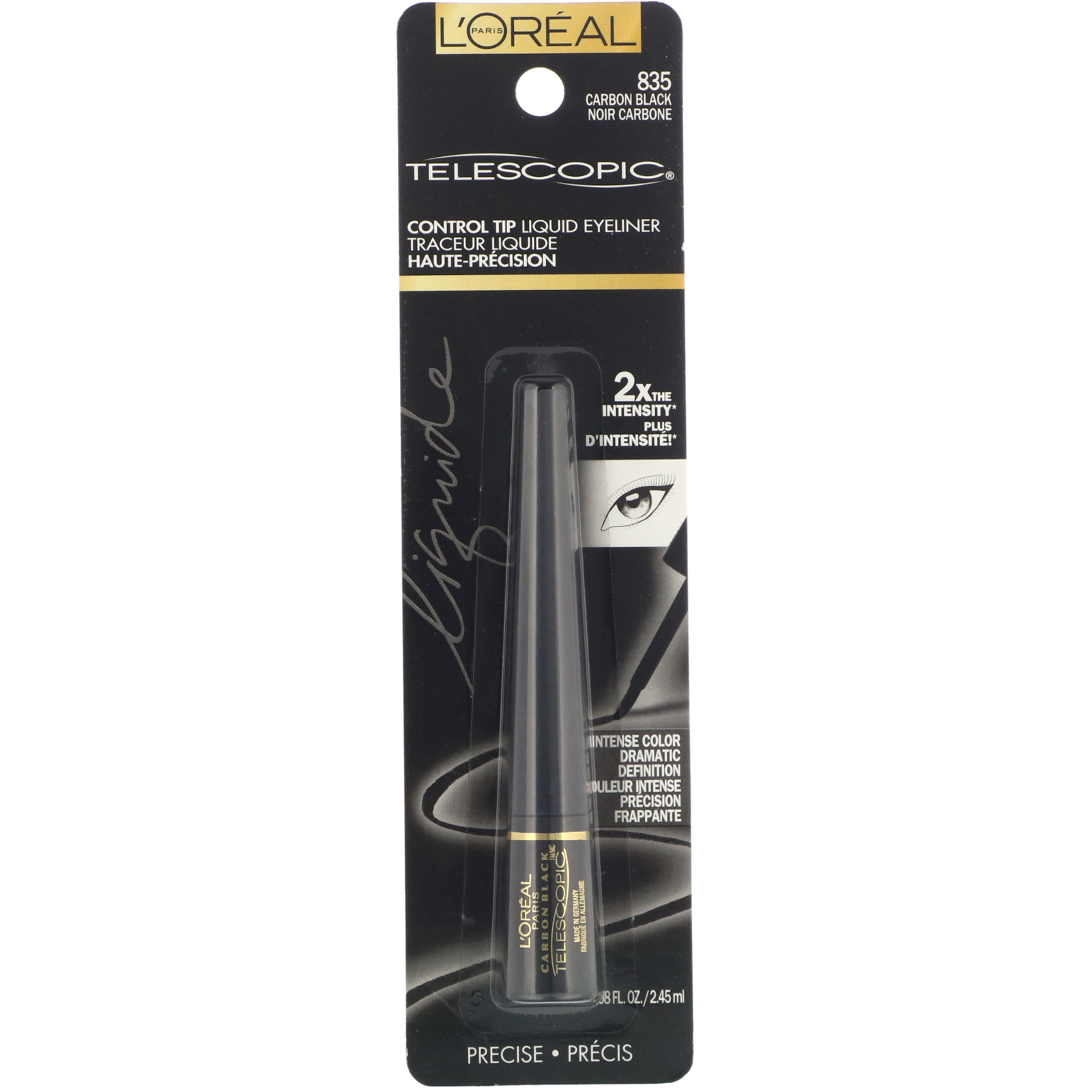 L'Oreal, Telescopic Control Tip Liquid Eyeliner, 835 Carbon Black, .08