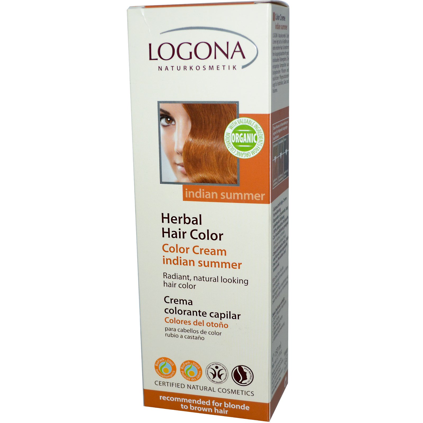 Logona Naturkosmetik, Herbal Hair Color, Cream, Indian Summer, 5.1 fl