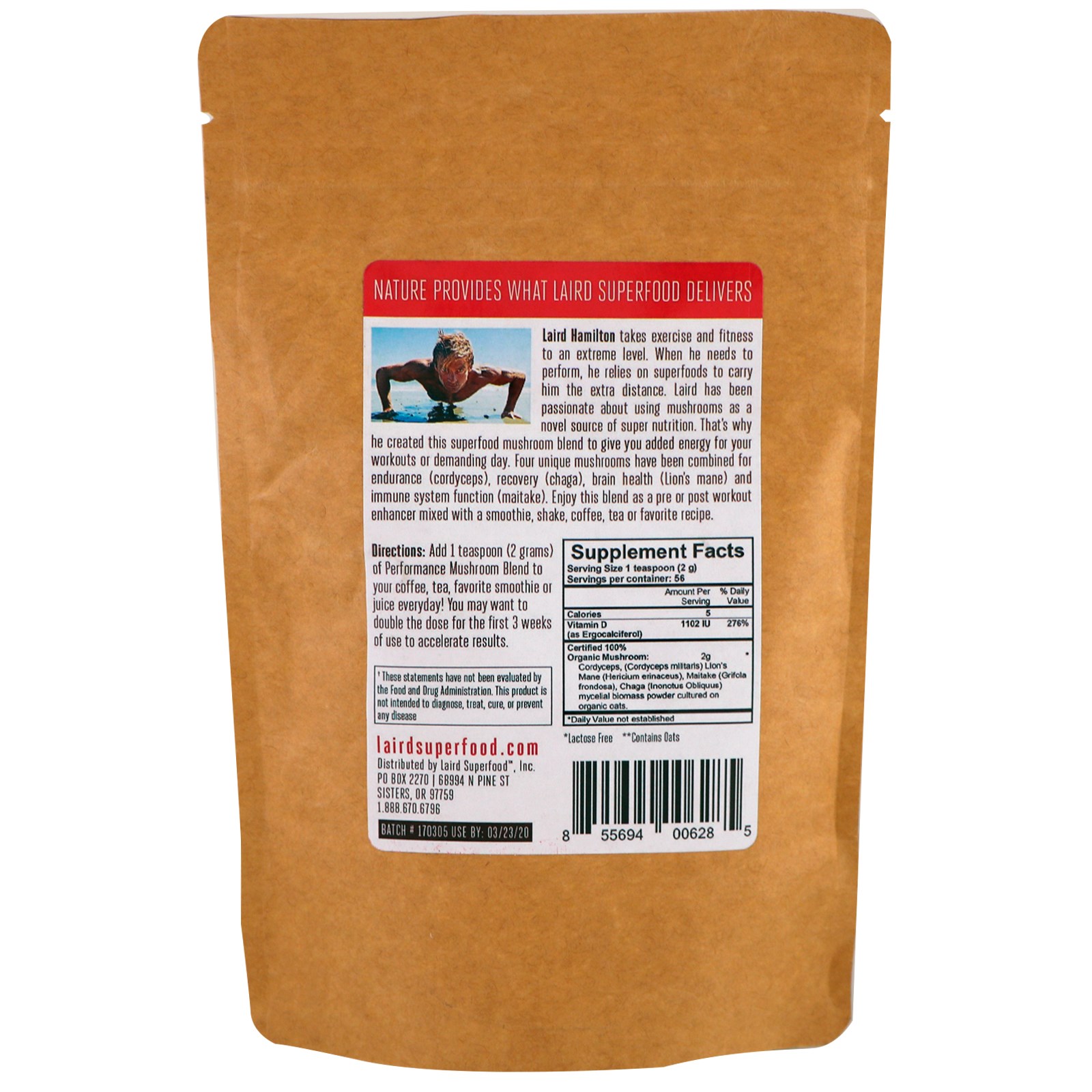 Laird Superfood, Performance Mushroom Blend, 4 oz (113 g)