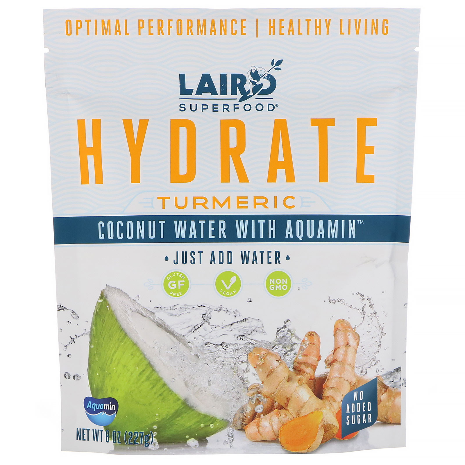 Laird Superfood, Hydrate, Turmeric, Coconut Water with Aquamin, 8 oz