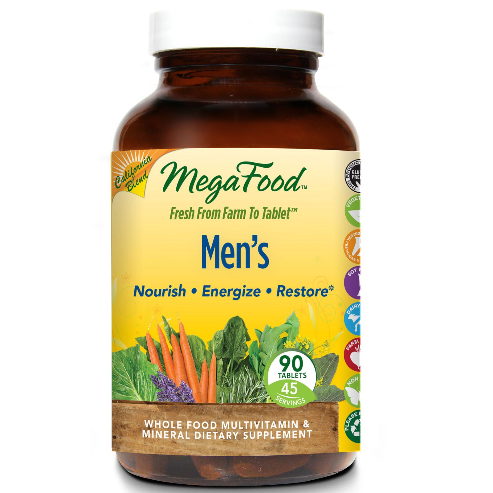 MegaFood, Men's, Whole Food Multivitamin & Mineral, Iron Free Formula