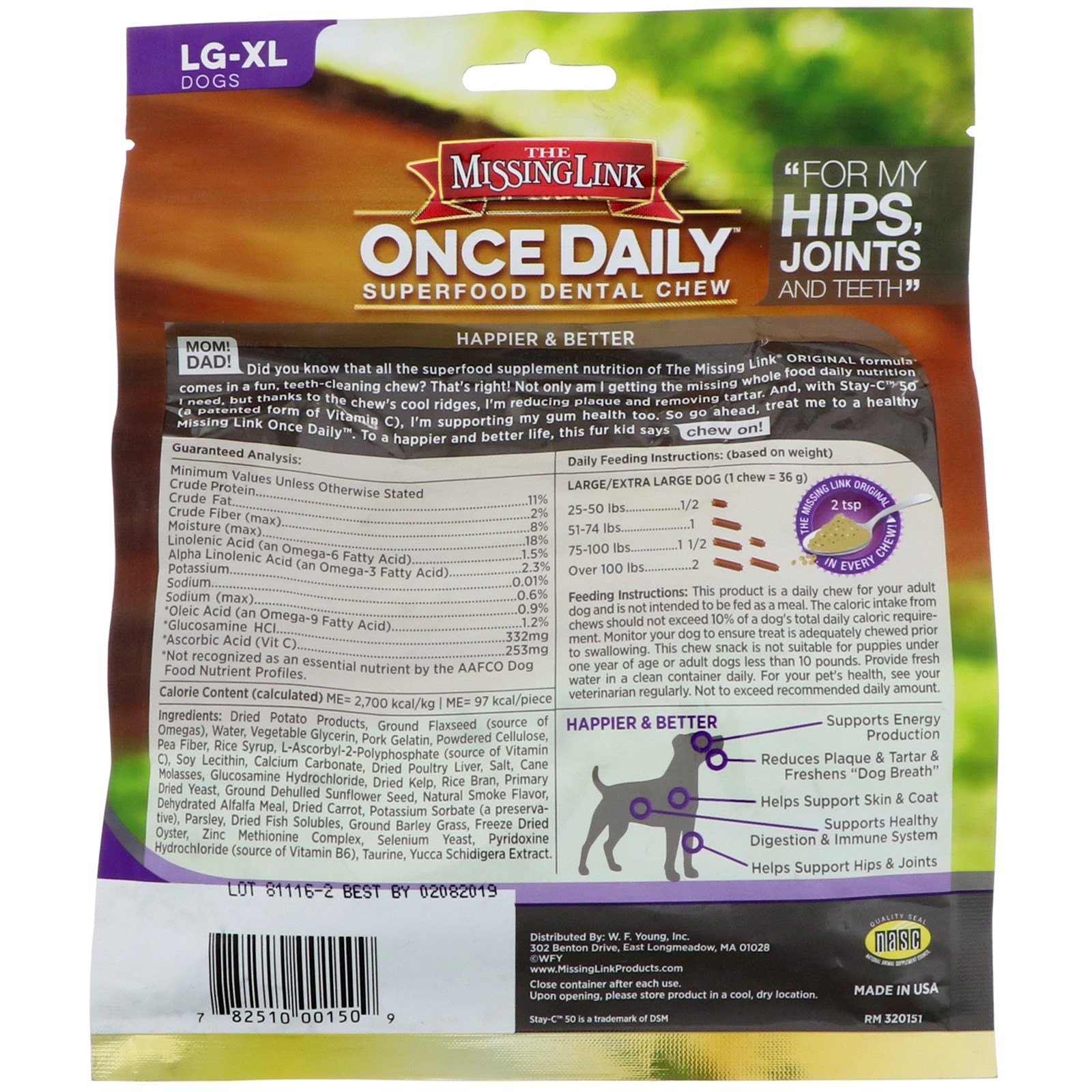 The Missing Link, Once Daily, Superfood Dental Chew, Hips, Joints