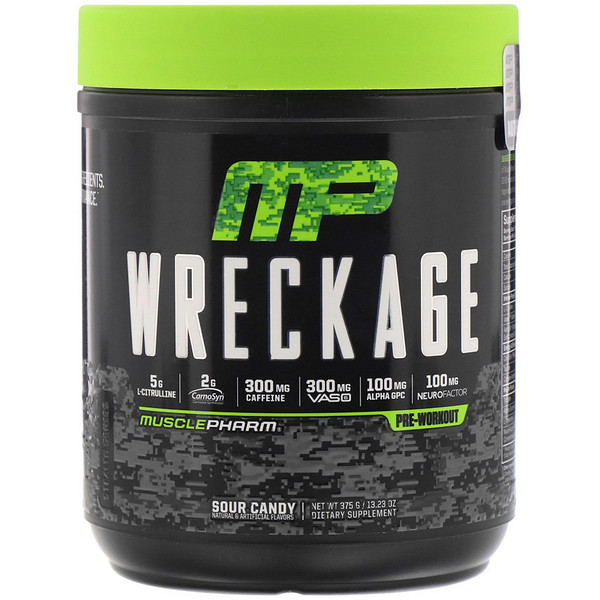 MusclePharm, Wreckage, PreWorkout, Sour Candy, 13.23 oz (375 g) iHerb