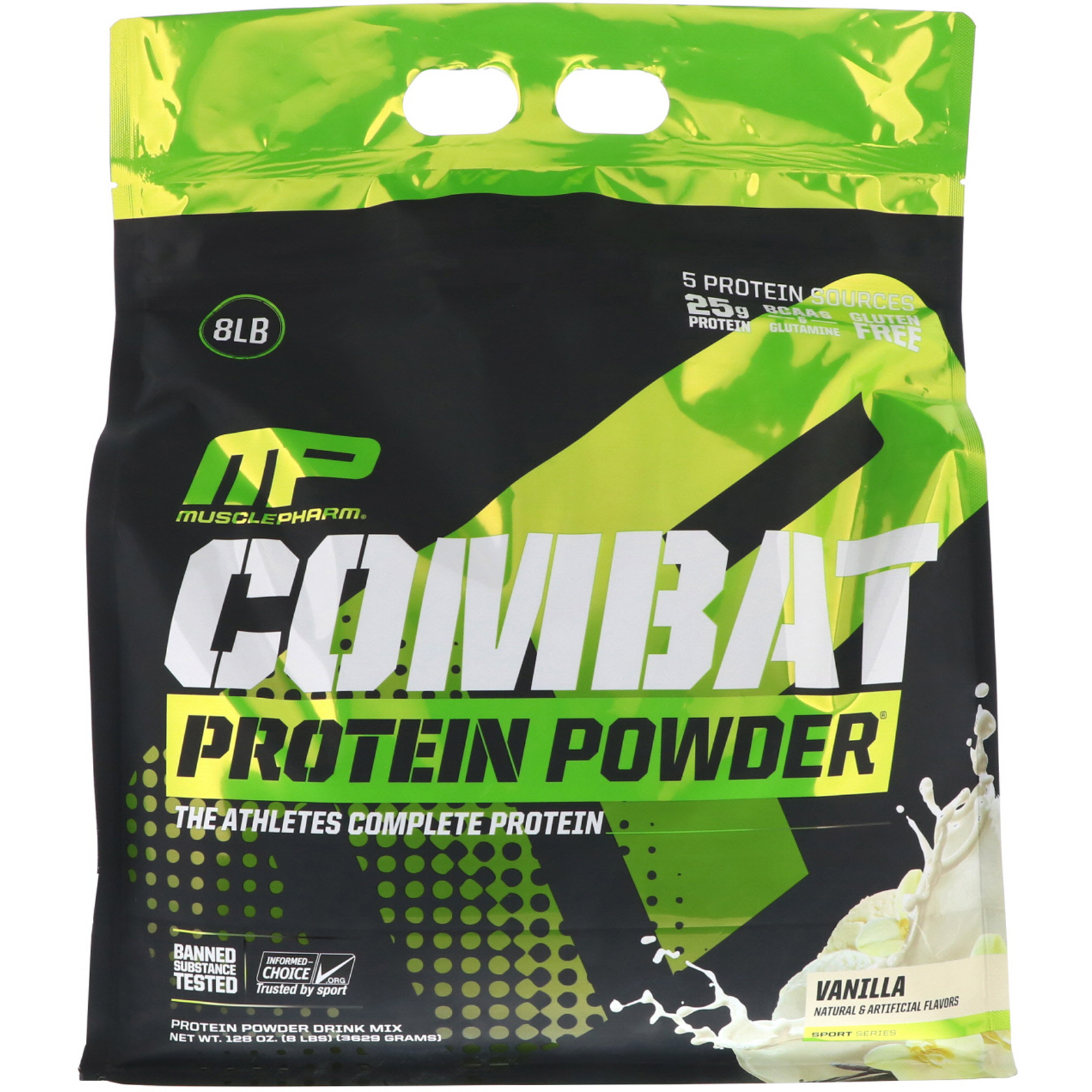 MusclePharm, Combat Protein Powder, Vanilla, 8 lbs (3629 g) iHerb