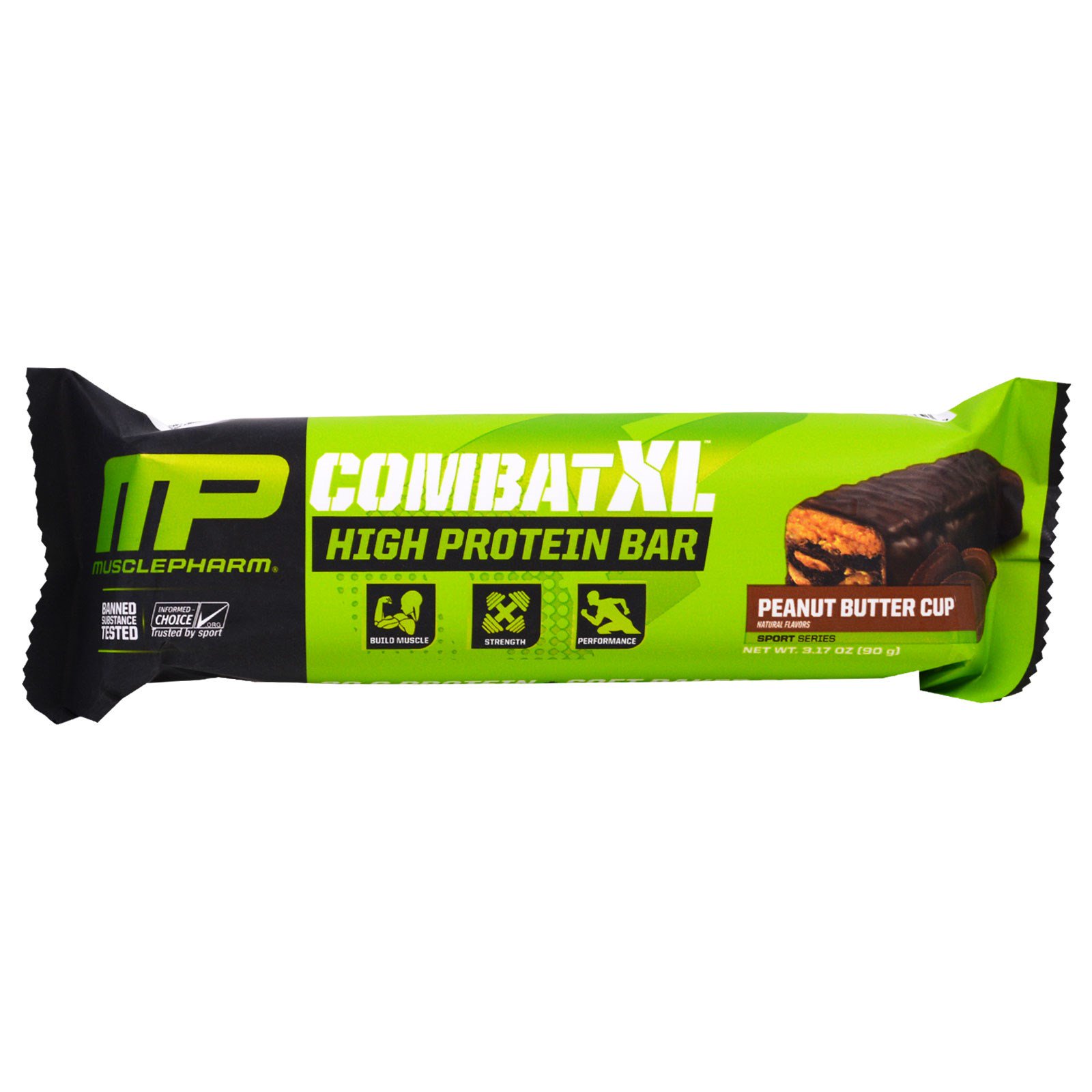 MusclePharm, Combat XL High Protein Bar, Peanut Butter Cup, 12 Bars, 38