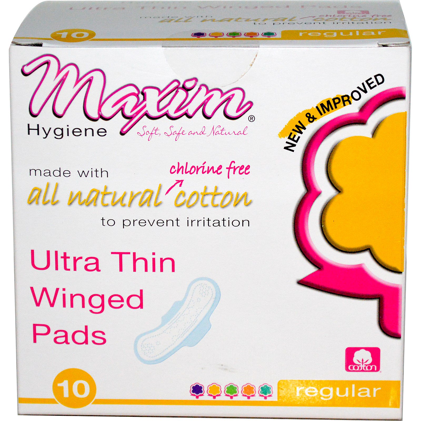 Maxim Hygiene Products, Ultra Thin Winged Pads, Regular, 10 Pads