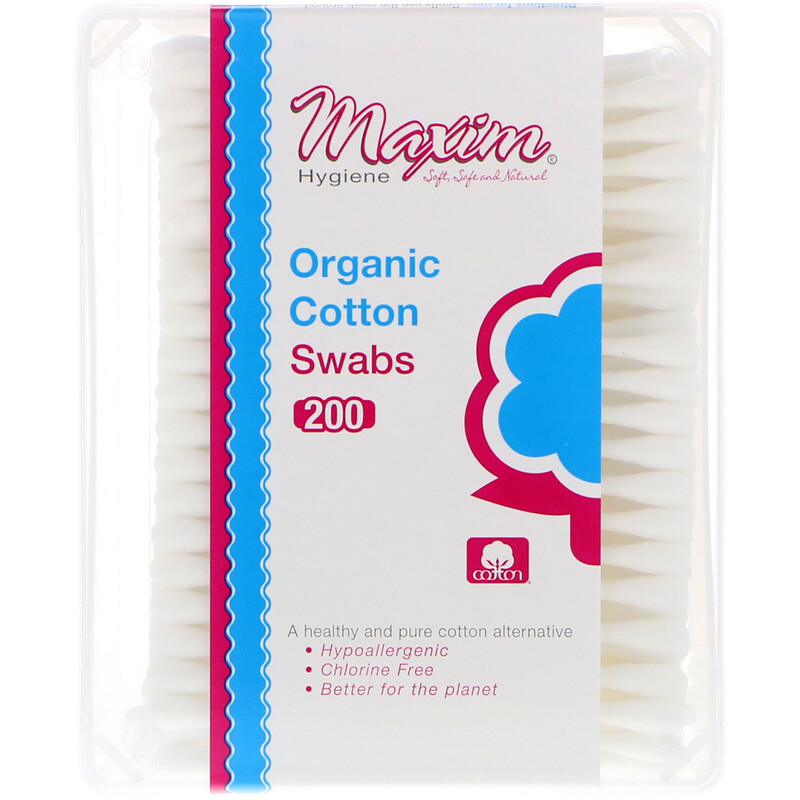 Maxim Hygiene Products, Organic Cotton Swabs, 200 Count iHerb