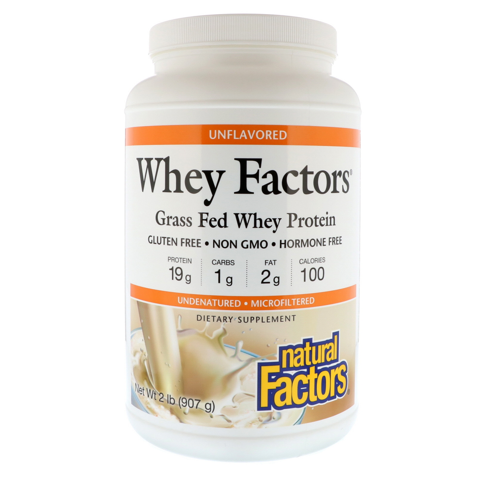 Natural Factors, Whey Factors, Grass Fed Whey Protein, Unflavored, 2