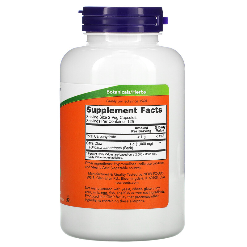 Now Foods, Cat's Claw, 500 mg, 250 Veg Capsules iHerb