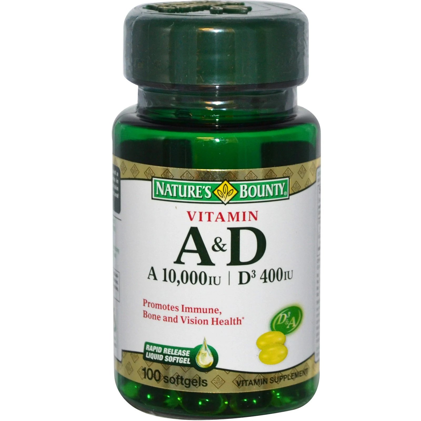 Nature's Bounty, Vitamin A & D, 100 Softgels