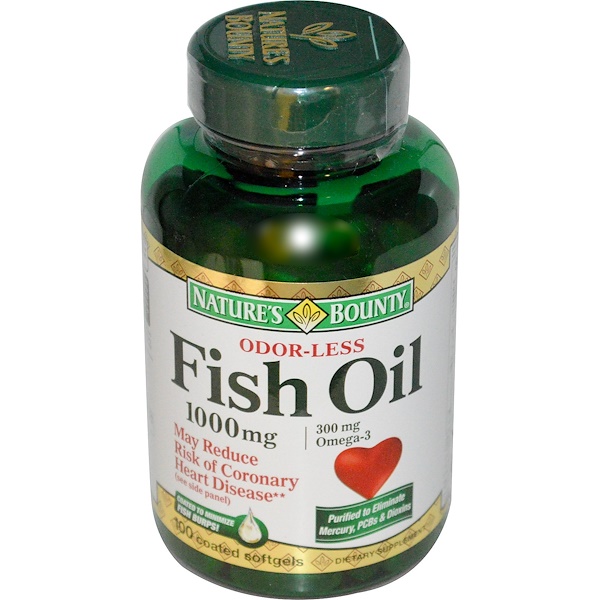 Nature's Bounty, Odorless Fish Oil Omega3, 1000 mg, 100 Softgels