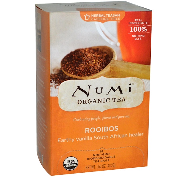 Numi Tea, Organic Herbal Teasan, Caffeine Free, Rooibos, 18 Tea Bags, 1.52 oz (43.2 g)