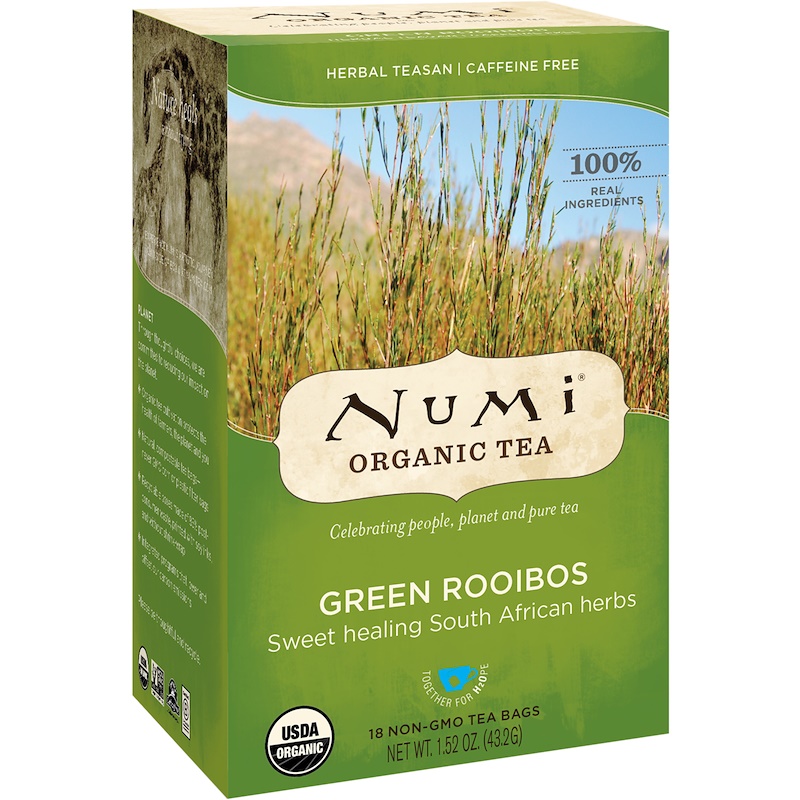 Numi Tea, Organic Tea, Herbal Teasan, Green Rooibos, Caffeine Free, 18