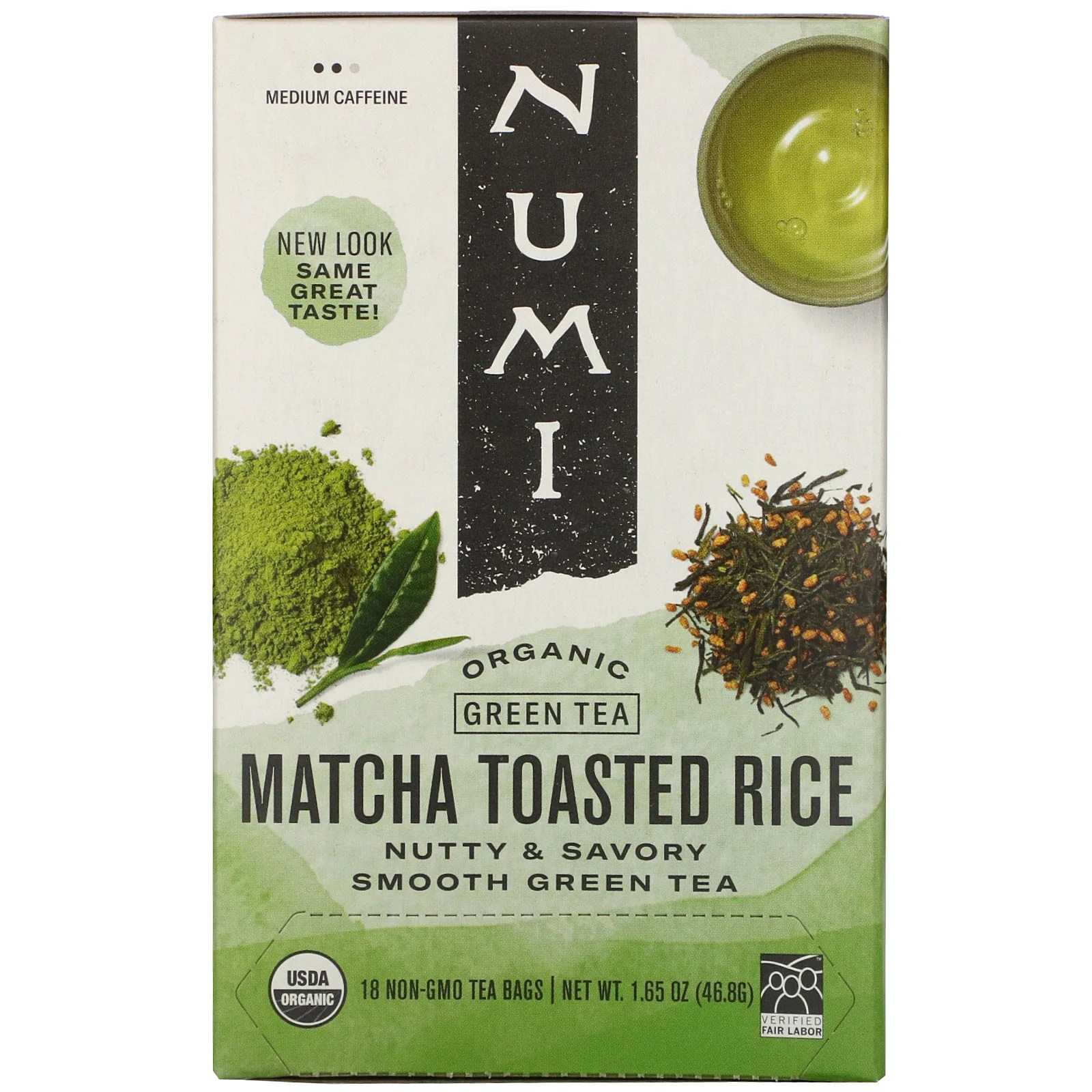 Numi Tea, Organic Green Tea, Matcha Toasted Rice, 18 Tea Bags, 1.65 oz