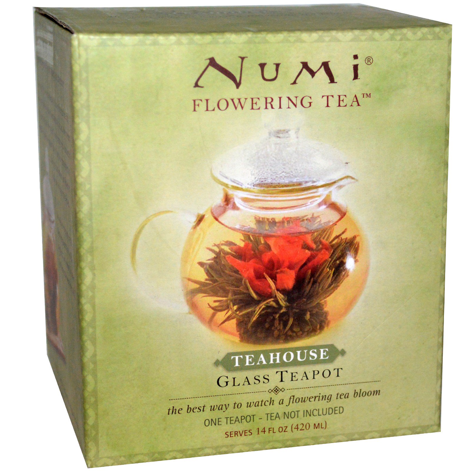 Numi Tea, Flowering Tea, Teahouse, Glass Teapot, Serves 14 fl oz (420