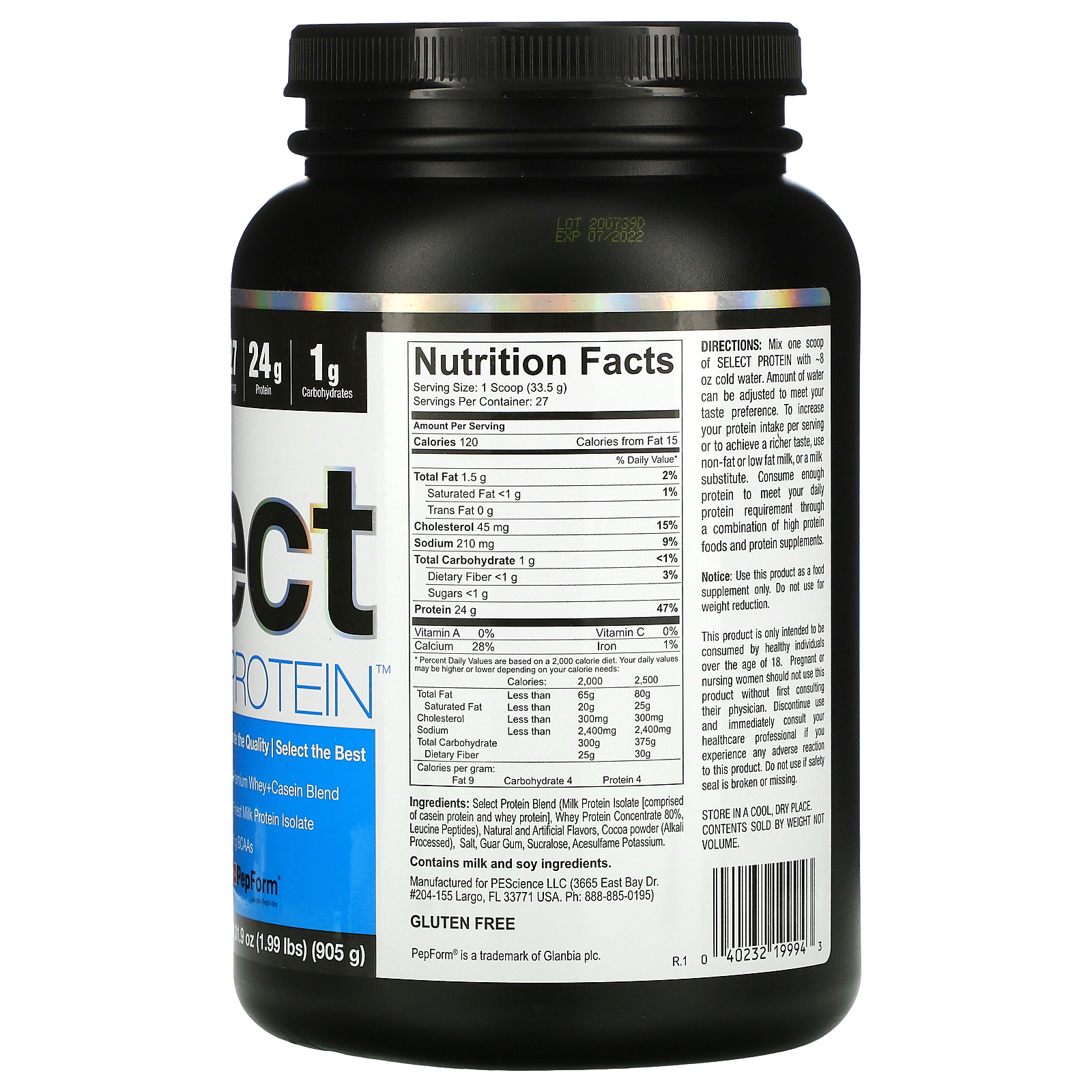PEScience, Select Protein, Frosted Chocolate Cupcake, 31.9 oz (905 g