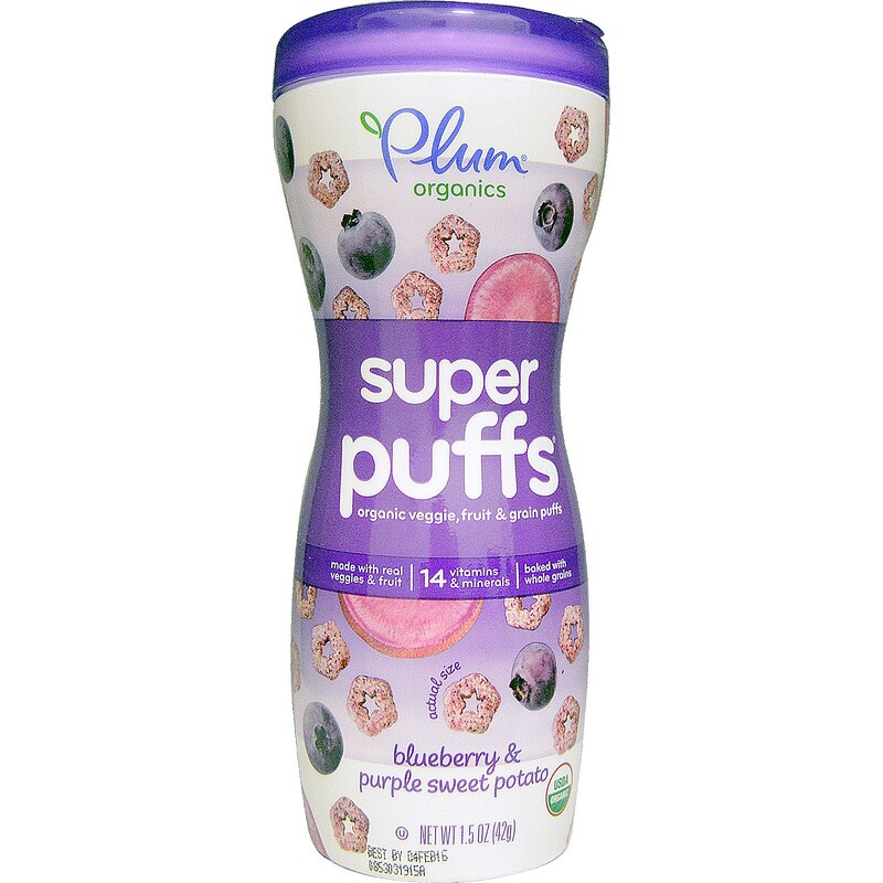Plum Organics, Super Puffs, Organic Veggie, Fruit & Grain Puffs