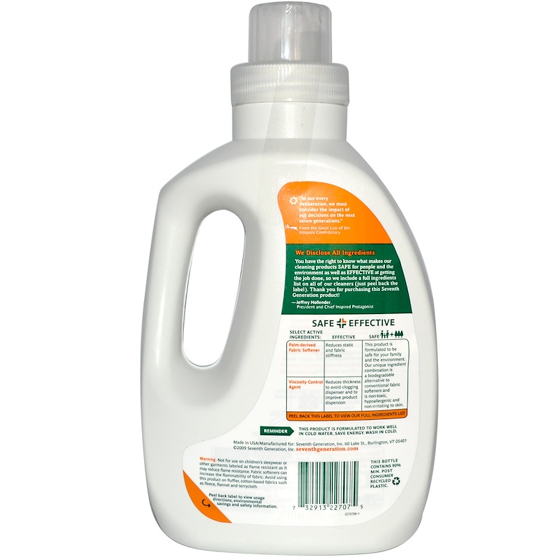 Seventh Generation, Natural Fabric Softener, Blue Eucalyptus & Lavender