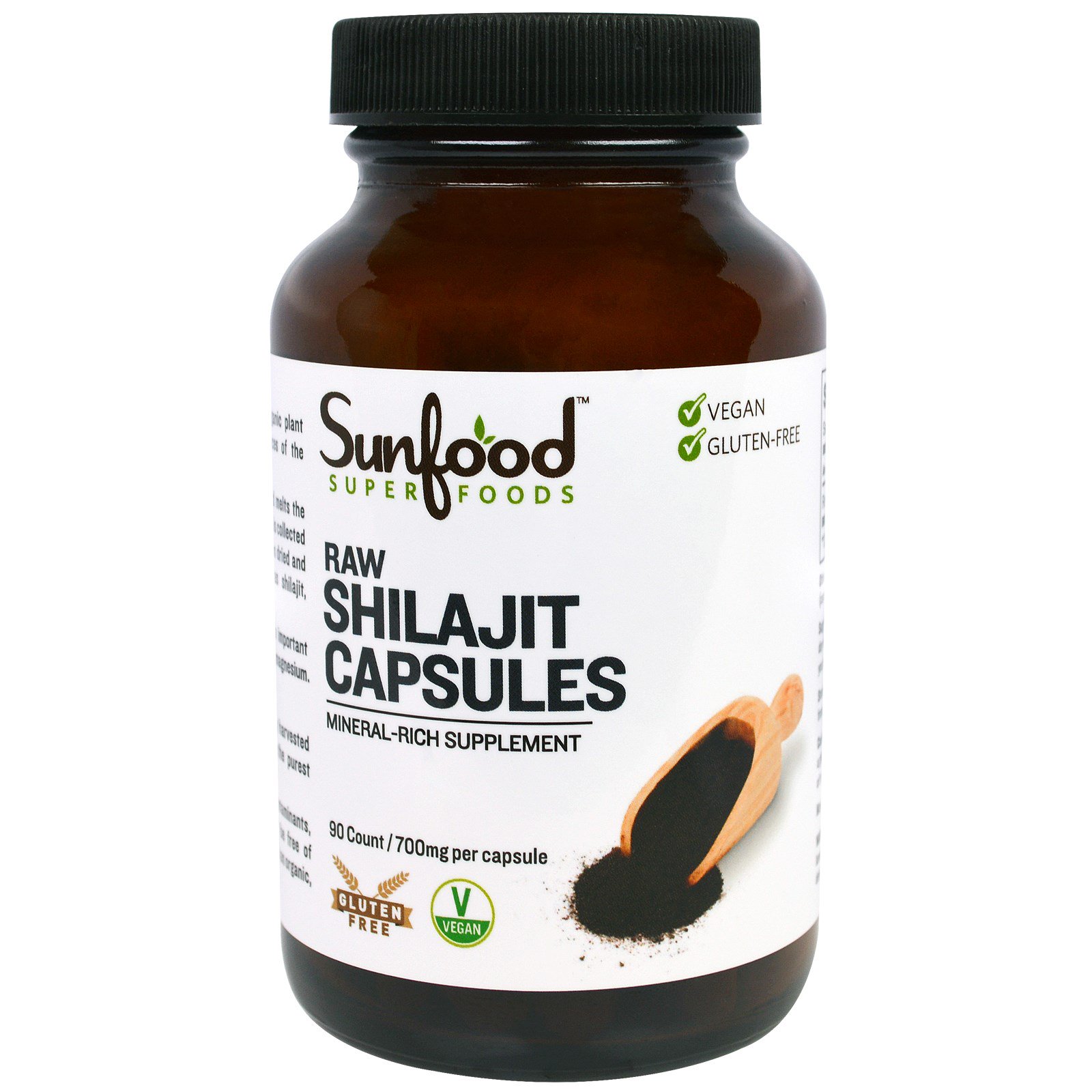 Sunfood, Raw Shilajit Capsules, 700 mg, 90 Capsules