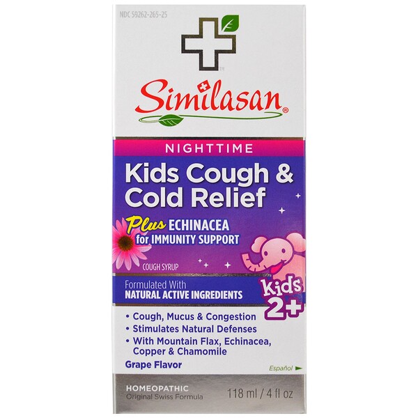 Similasan, Kids Cough & Cold Relief, Nighttime, Kids 2+, Grape Flavor