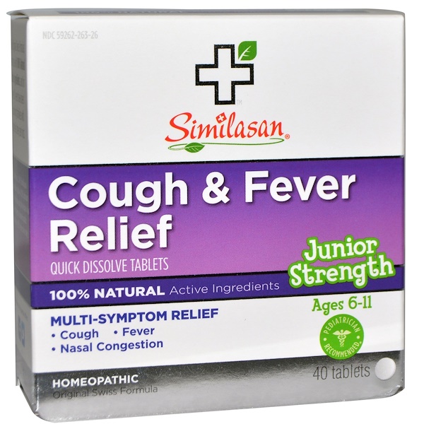 Similasan, Cough & Fever Relief, Junior Strength, 40 Quick Dissolve