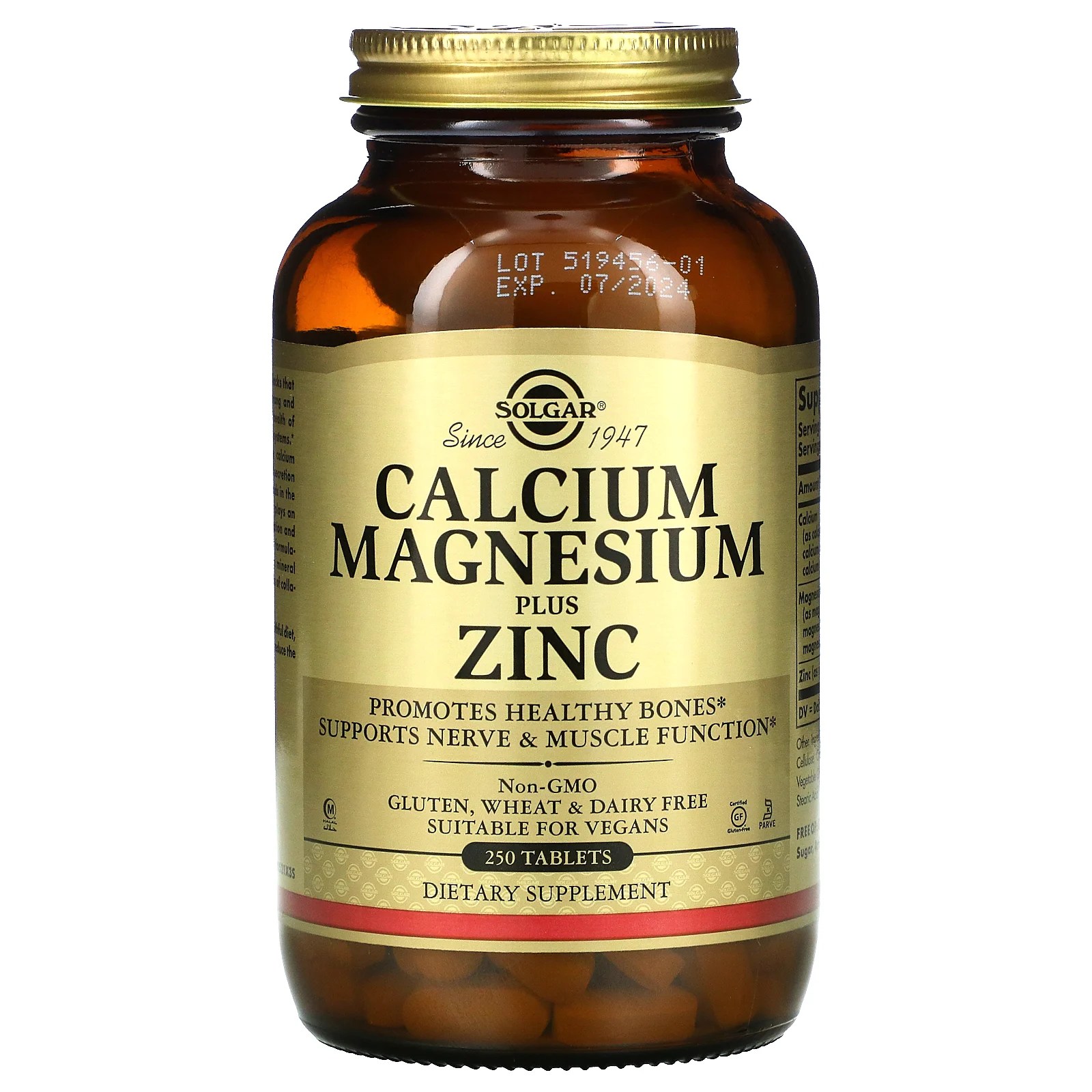 Solgar, Calcium Magnesium Plus Zinc, 250 Tablets iHerb