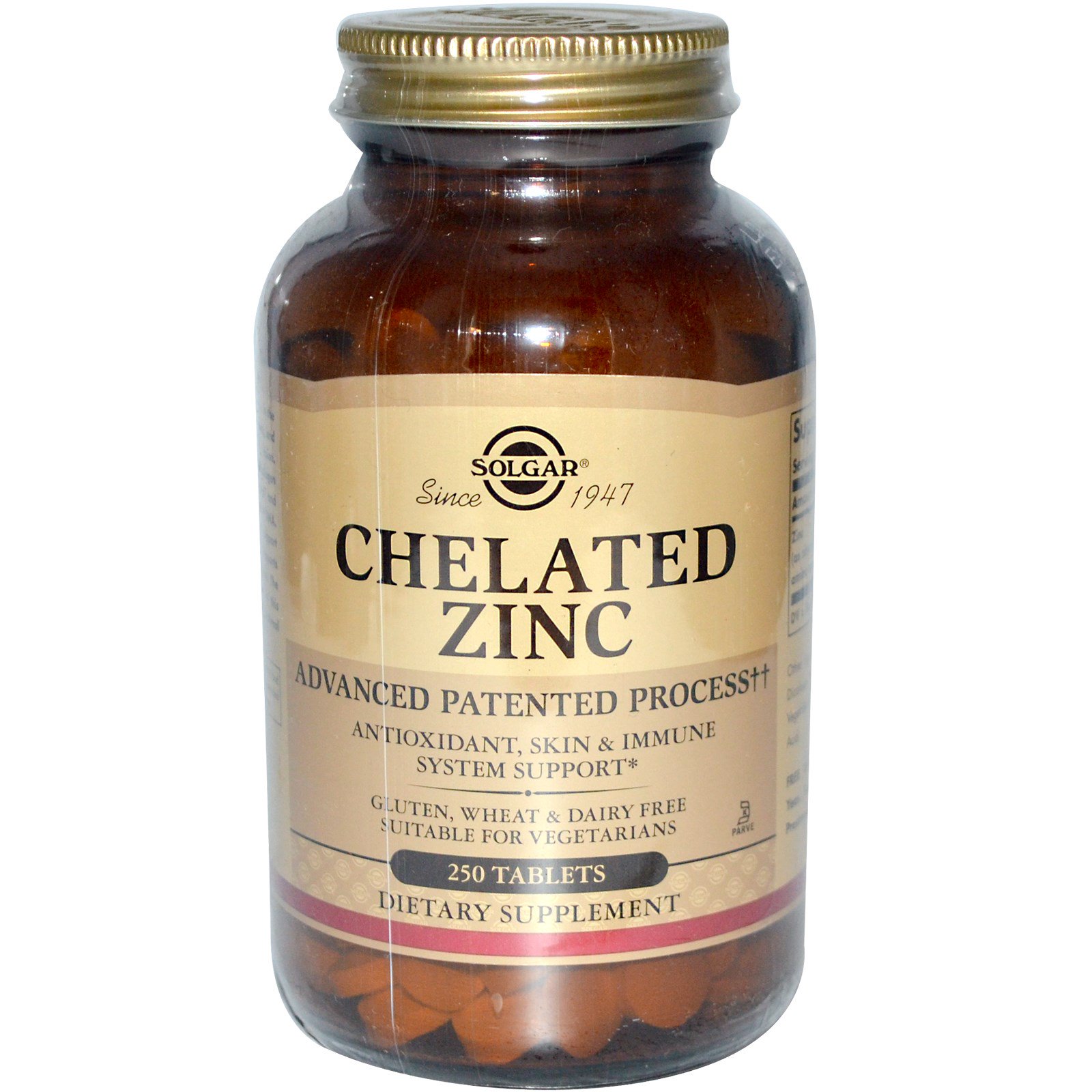 Solgar, Chelated Zinc, 250 Tablets