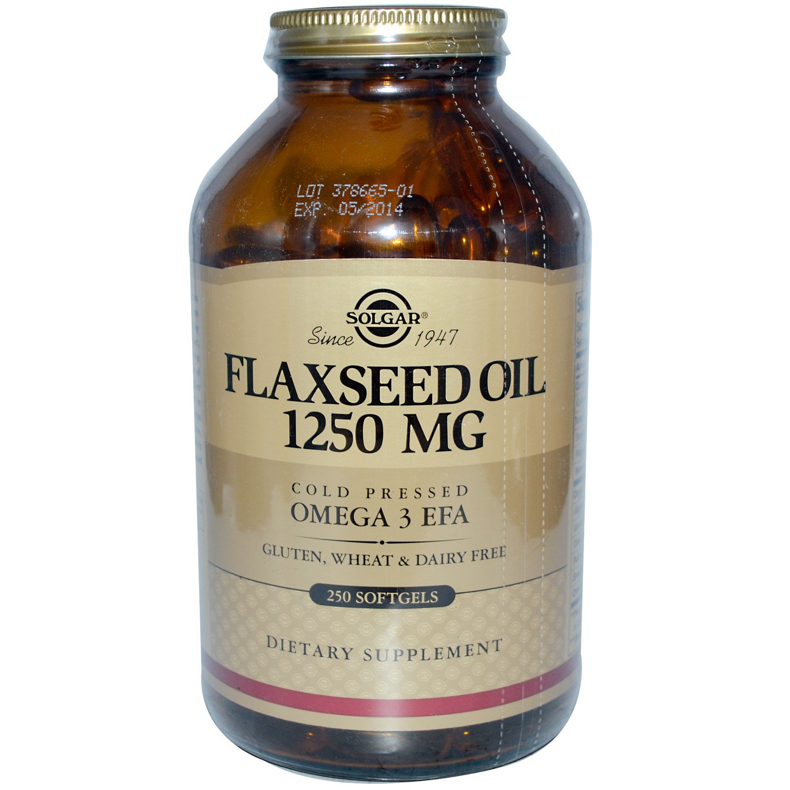 Solgar, Flaxseed Oil, 1250 mg, 250 Softgels