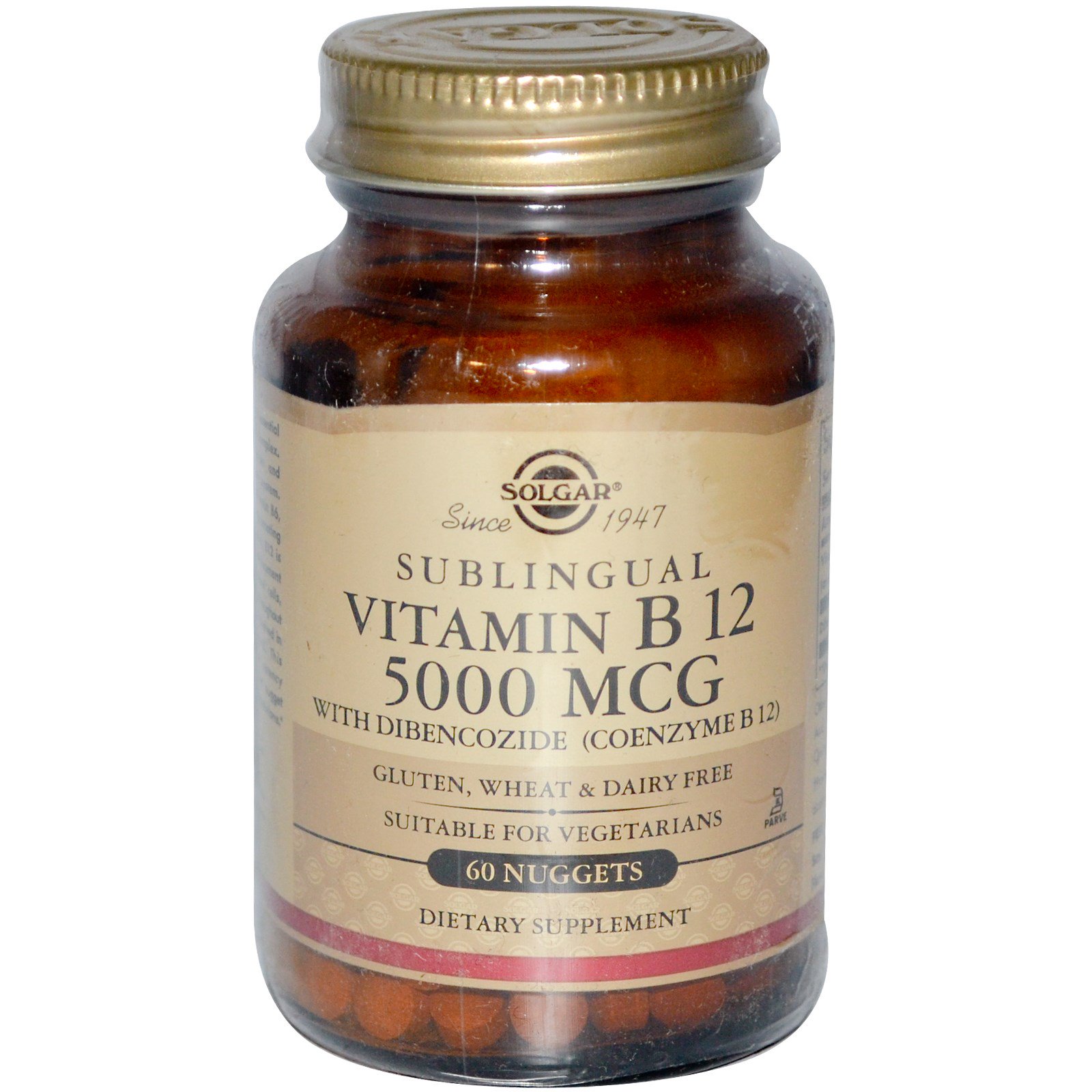 Solgar, Sublingual Vitamin B12, 5000 mcg, 60 Nuggets