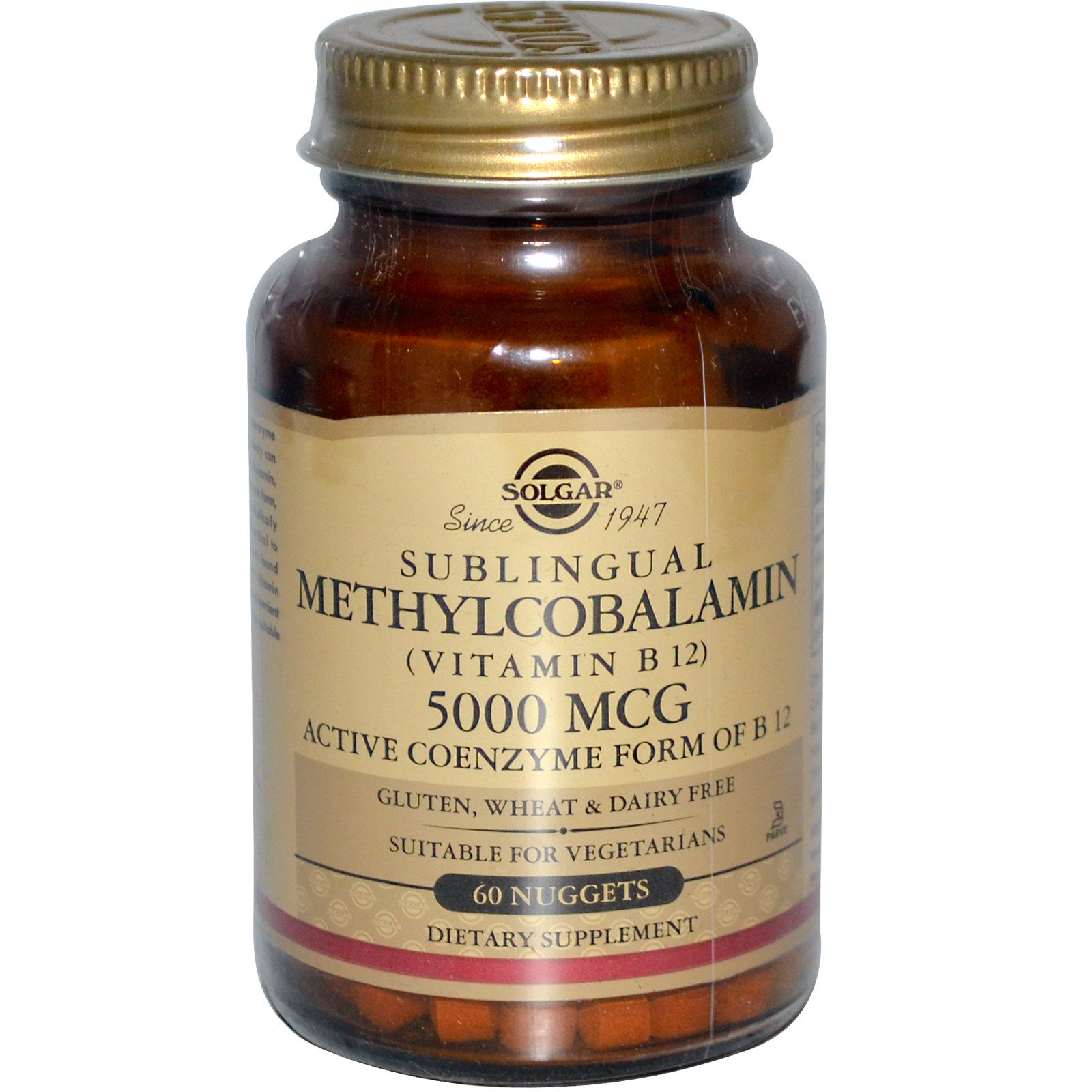 Solgar, Sublingual Methylcobalamin (Vitamin B12), 5000 mcg, 60 Nuggets