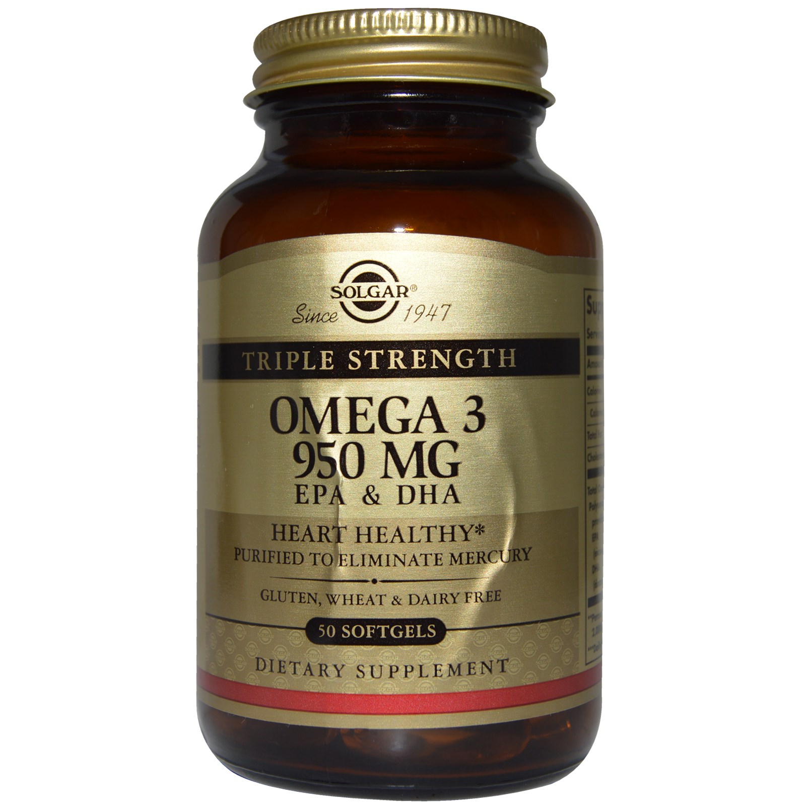 Solgar, Triple Strength Omega3, 950 mg, EPA & DHA, 50 Softgels