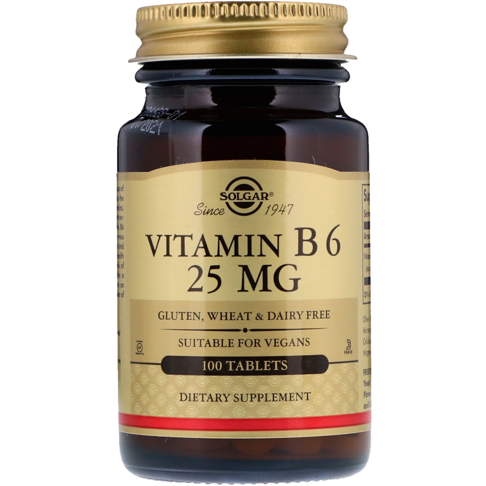 Solgar, Vitamin B6, 25 mg, 100 Tablets iHerb