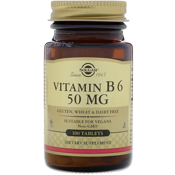 Solgar, Vitamin B6, 50 mg, 100 Tablets iHerb