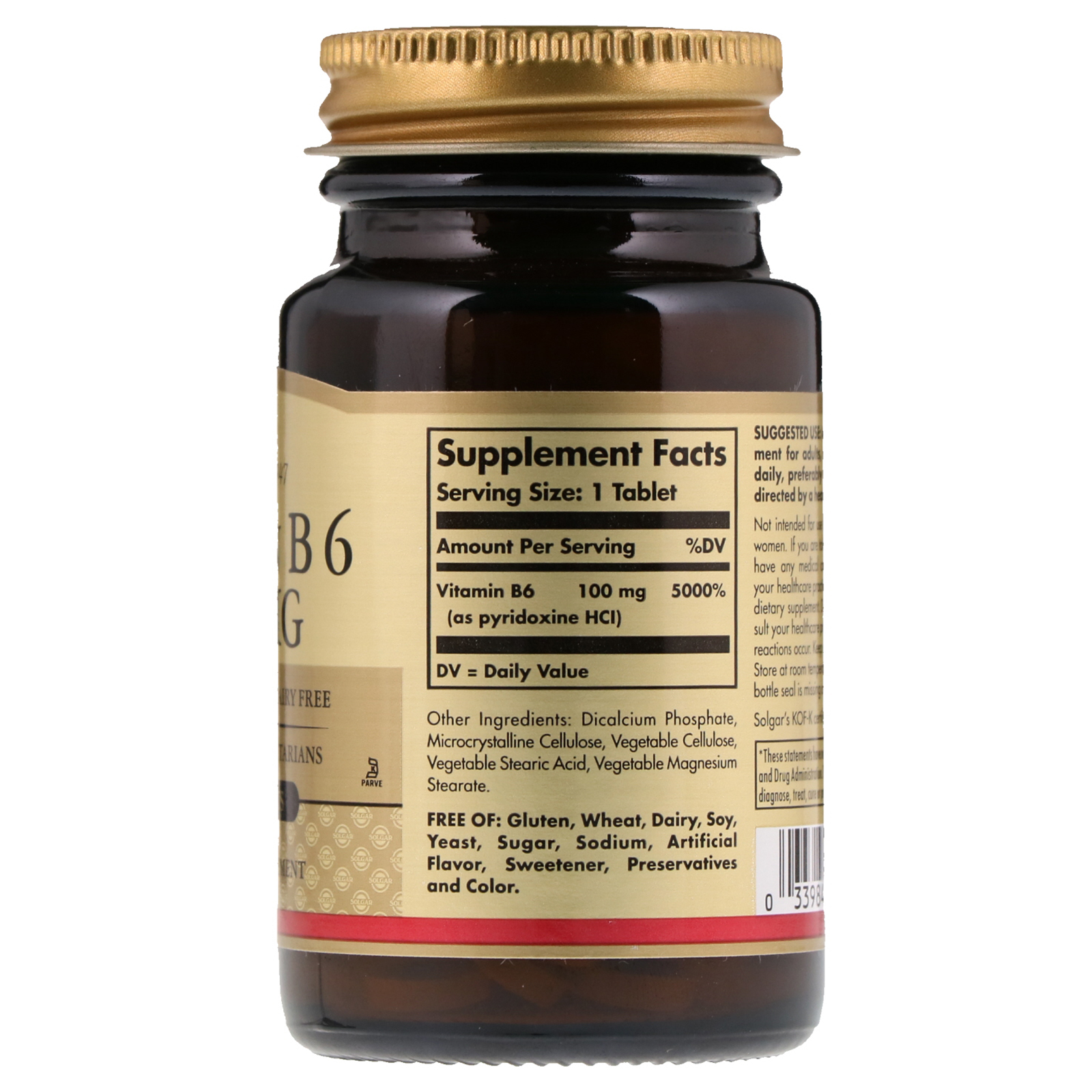 Solgar, Vitamin B6, 100 mg, 100 Tablets iHerb