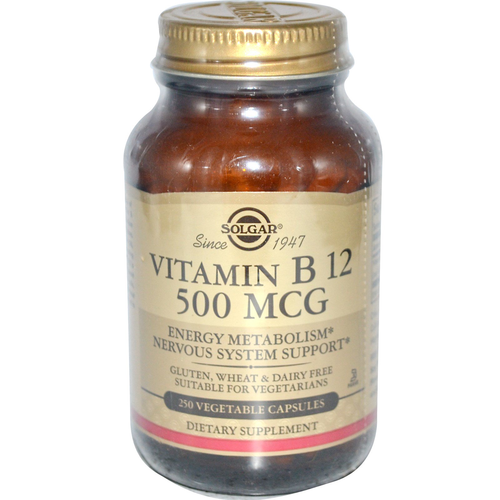 Solgar, Vitamin B12, 500 mcg, 250 Vegetable Capsules