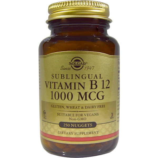 Solgar, Sublingual Vitamin B12, 1000 mcg, 250 Nuggets