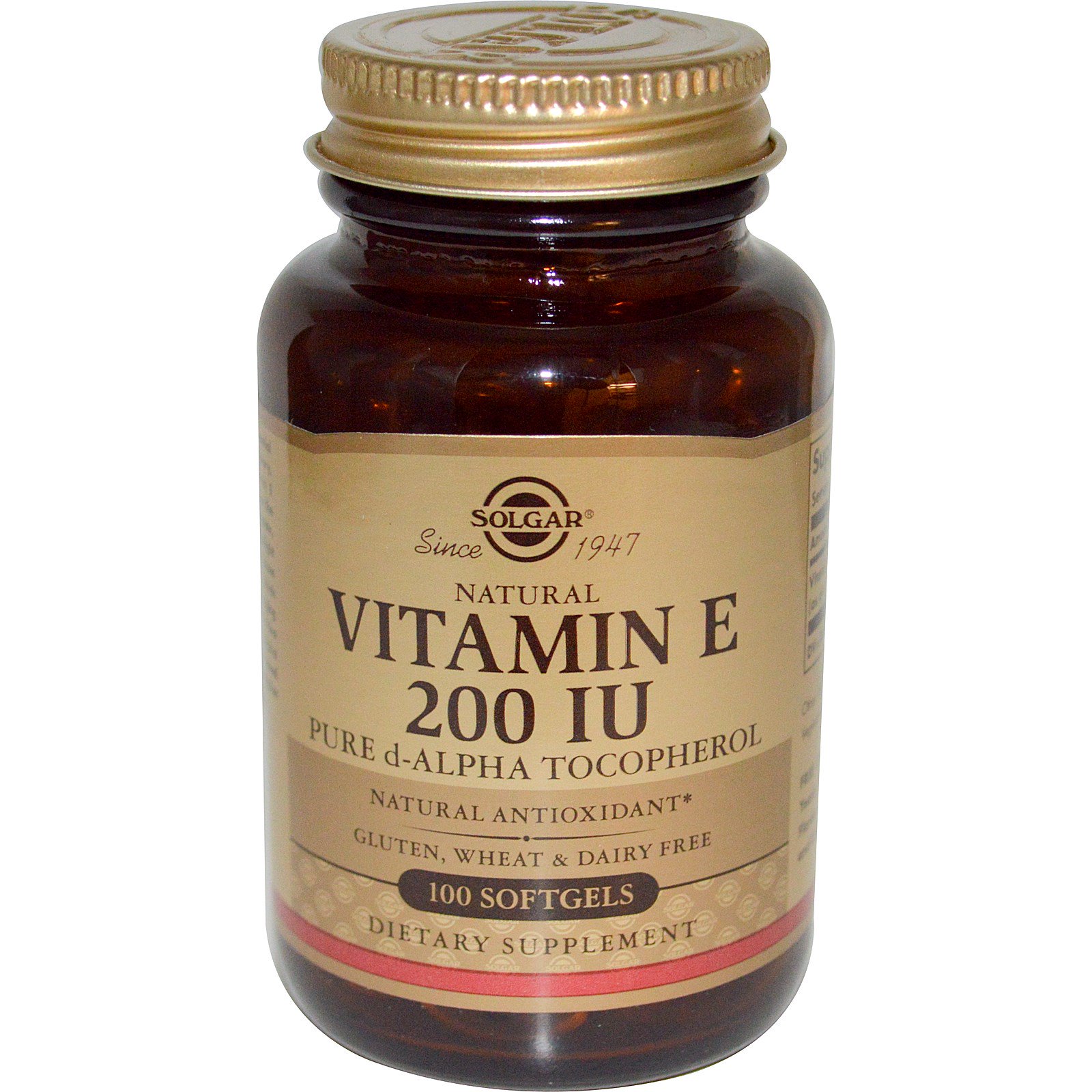 Solgar, Natural Vitamin E, 200 IU, Pure dAlpha Tocopherol, 100
