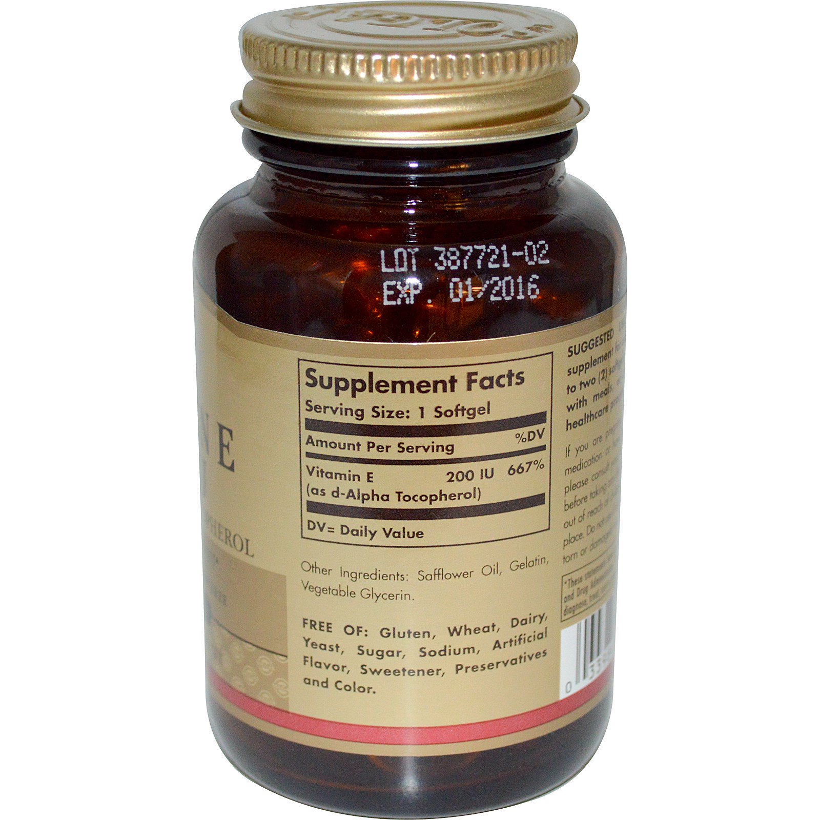 Solgar, Natural Vitamin E, 200 IU, Pure dAlpha Tocopherol, 100