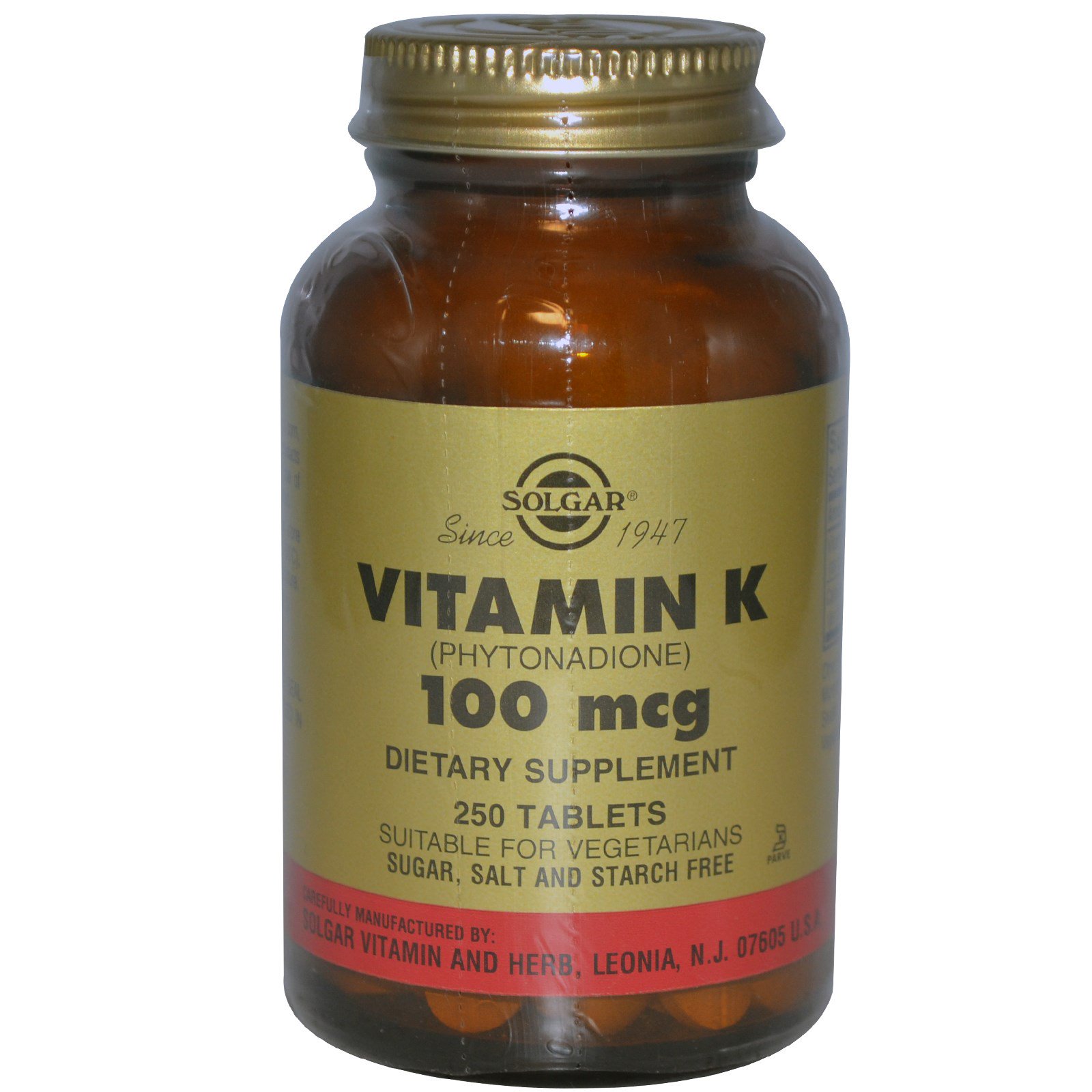 Solgar, Vitamin K, 100 mcg, 250 Tablets iHerb