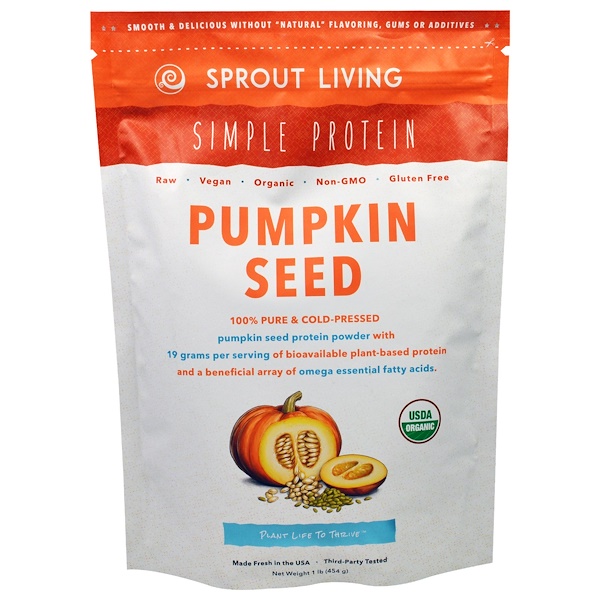 Sprout Living, Simple Protein, Organic Pumpkin Seed Protein Powder, 1