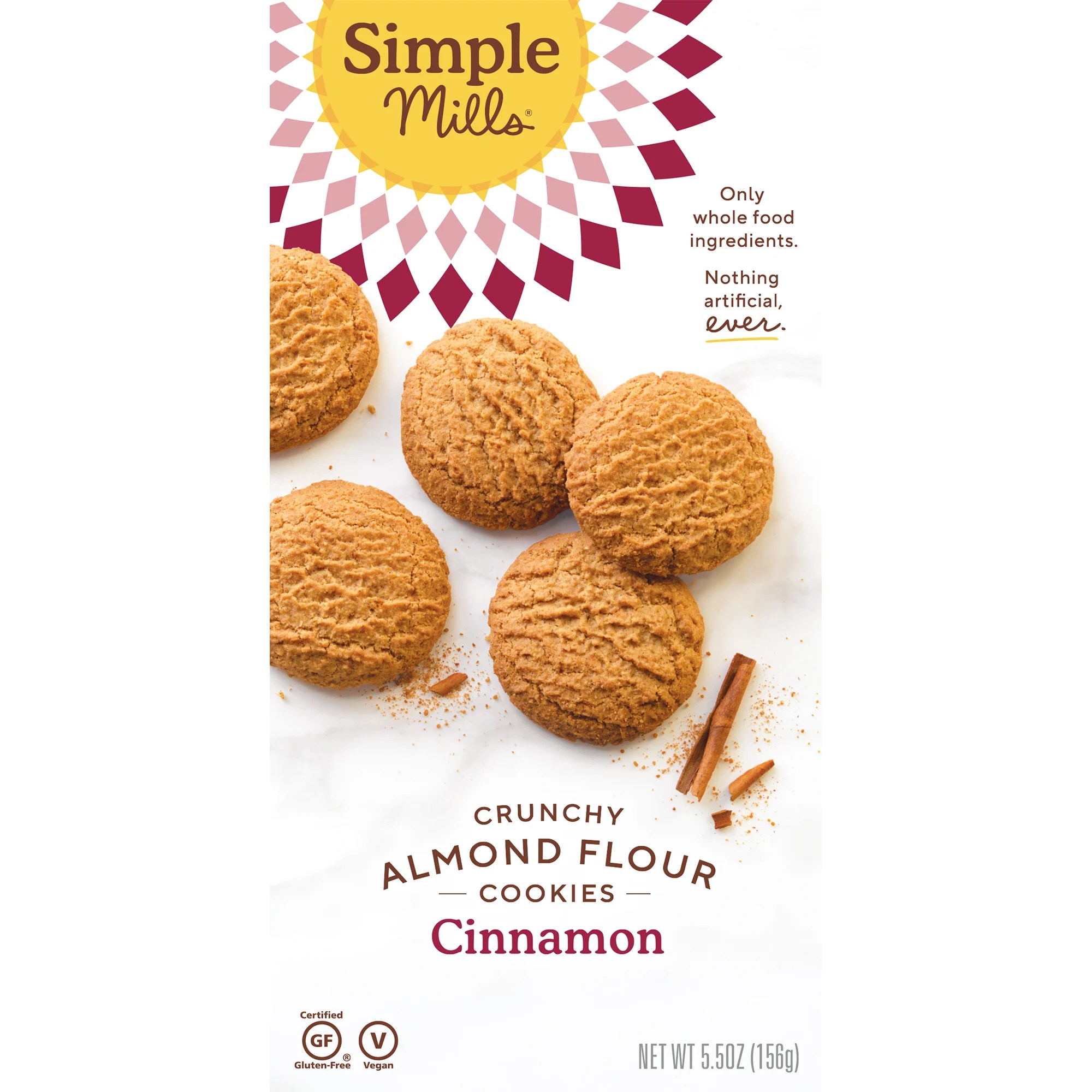 Simple Mills, Naturally GlutenFree, Crunchy Cookies, Cinnamon, 5.5 oz