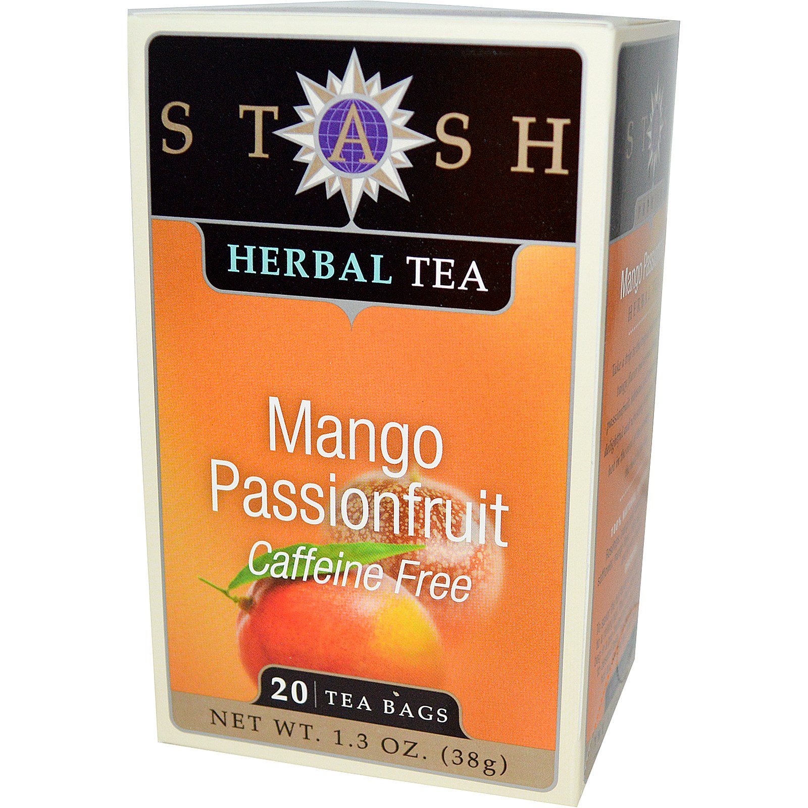 Stash Tea, Premium, Mango Passionfruit, Herbal Tea, Caffeine Free, 20
