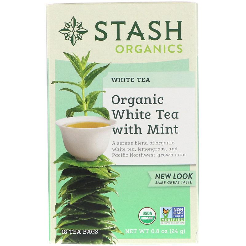 Stash Tea, Organic, White Tea With Mint, 18 Tea Bags, 0.8 oz (24 g) iHerb