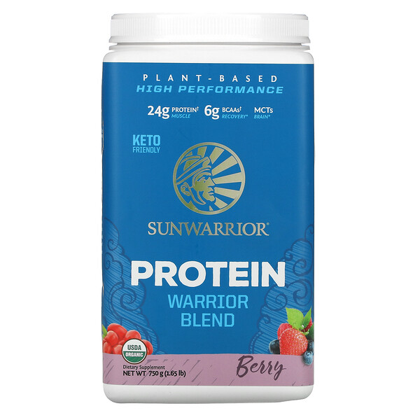 Sunwarrior, Warrior Blend Protein، أساس نباتي عضوي، التوت