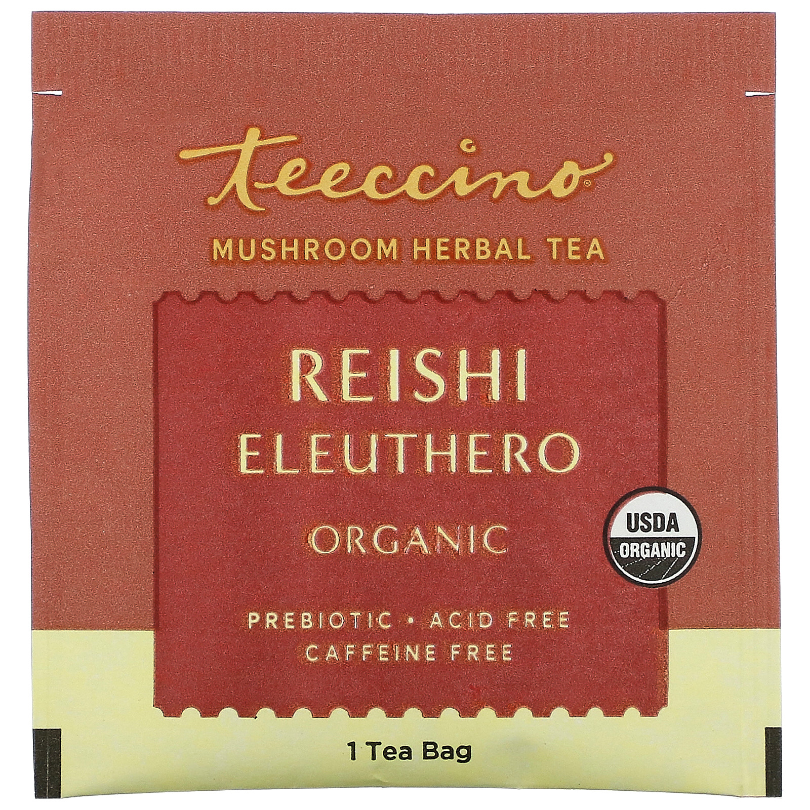 Teeccino, Mushroom Herbal Tea, Organic Reishi Eleuthero, French Roast