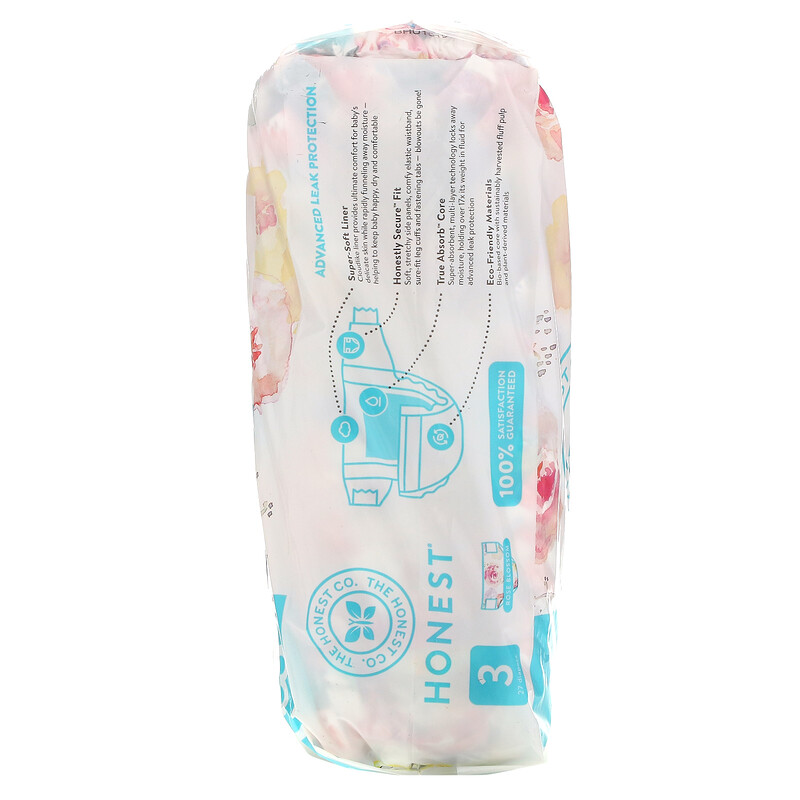 The Honest Company, Honest Diapers, Size 3, 1628 Pounds, Rose Blossom